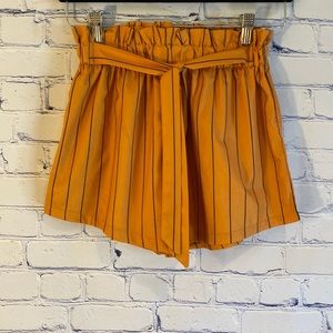 SHEIN Shorts Girls 12 Tie Front Shorts Yellow with Black Stripes NWOT!